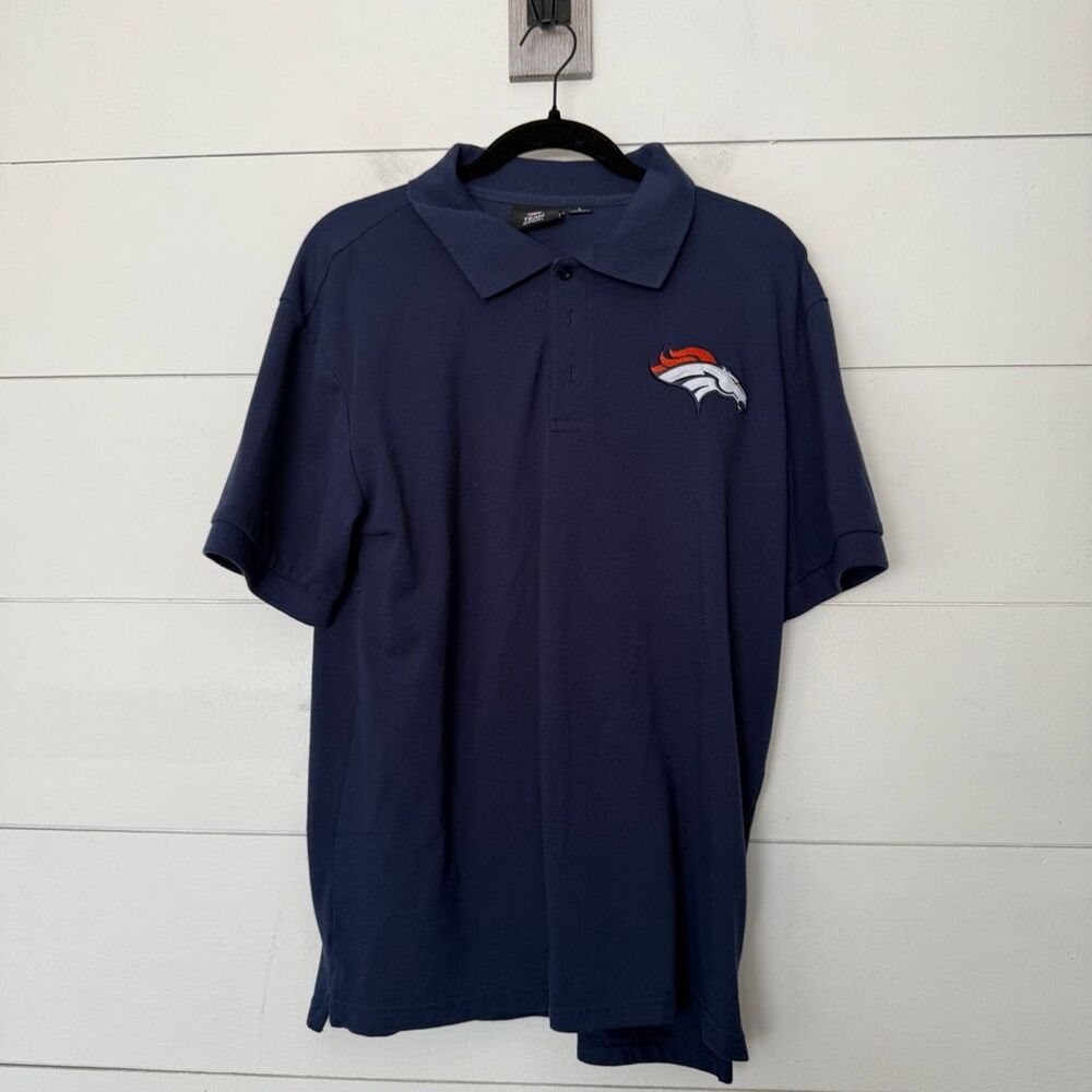 NFL Team Apparel Men’s Large Navy Polo Shirt Top Denver Broncos